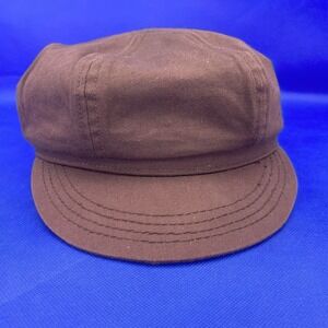 VTG 90s-Y2K Brown Cotton Newsboy Cap Hat Whimsy Pretty Woman Adjustable Back